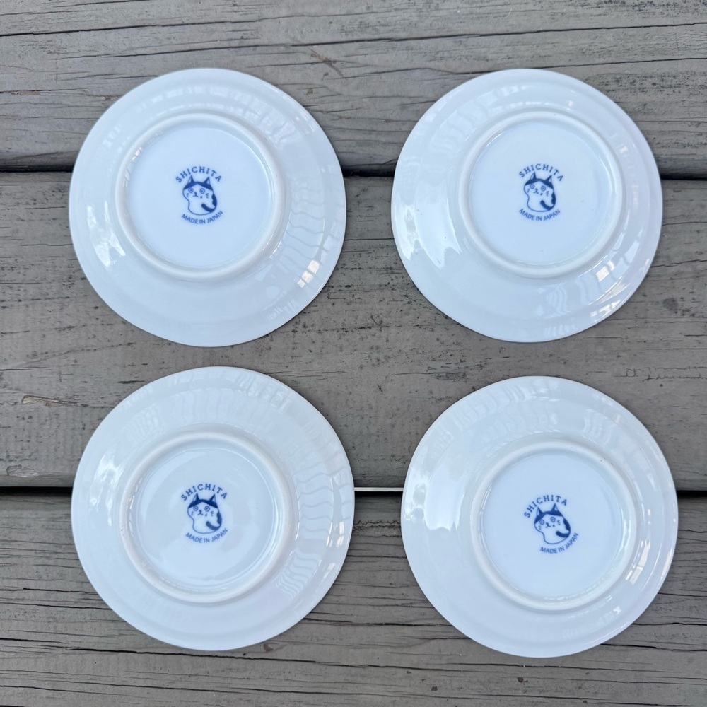 Set of 4 Shichita Mino Yaki cat small plates - Picture 6 of 9